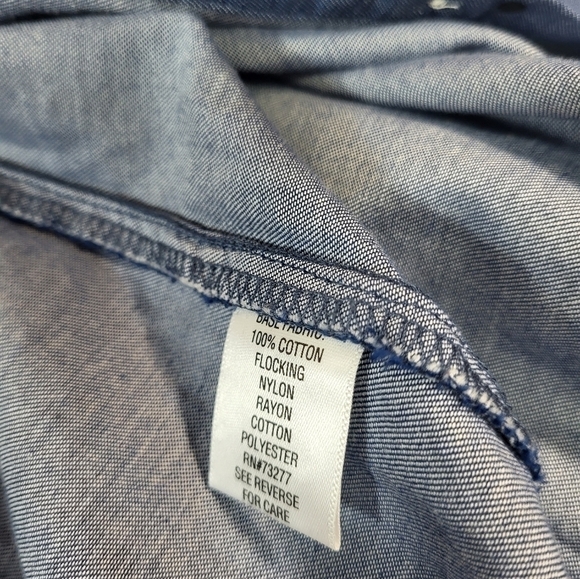 Croft & Burrow Blue and Black Polka Dot Long Sleeve Button Up Blouse - Picture 8 of 9